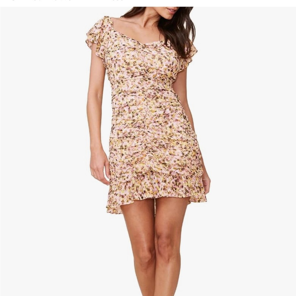 Astr Pink Tan Flutter Sleeve Sundress